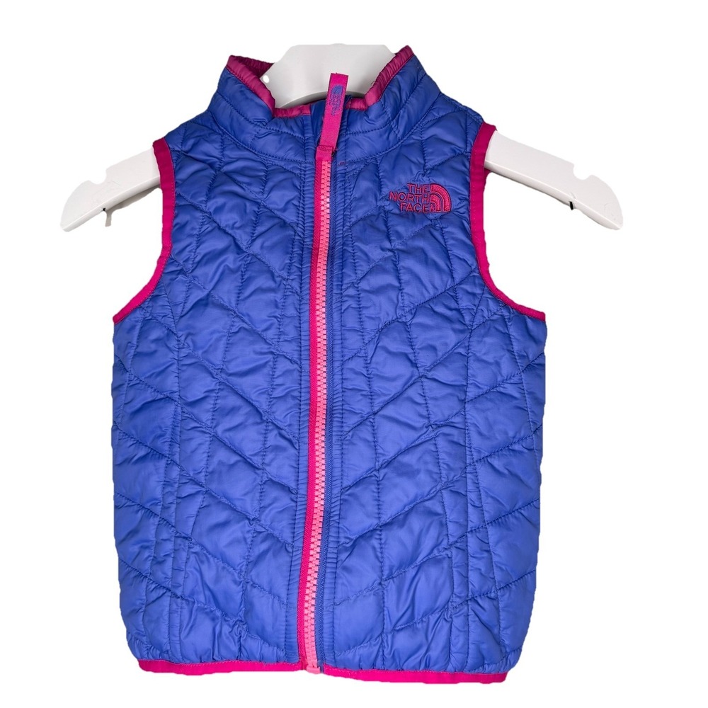 The North Face Infant Quilt Vest 3T/3B Zip-Up Purple & Pink Inside THERMOBALL